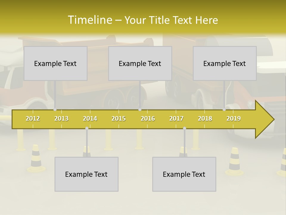 A Group Of Dump Trucks Parked Next To Each Other PowerPoint Template