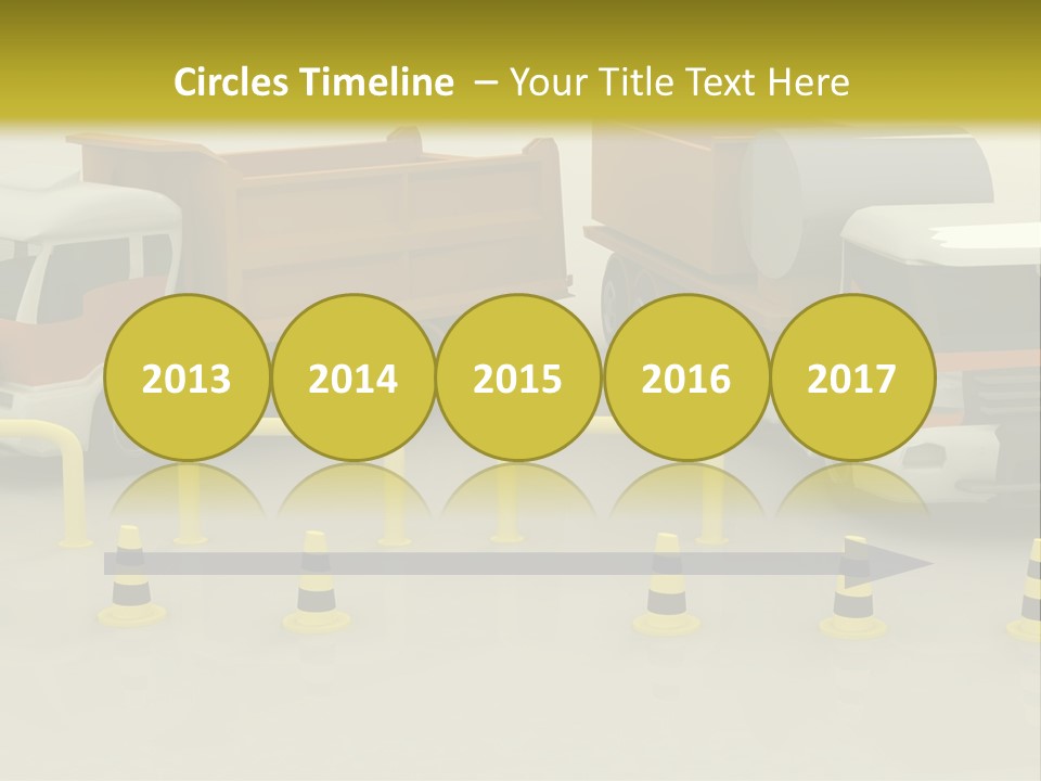 A Group Of Dump Trucks Parked Next To Each Other PowerPoint Template