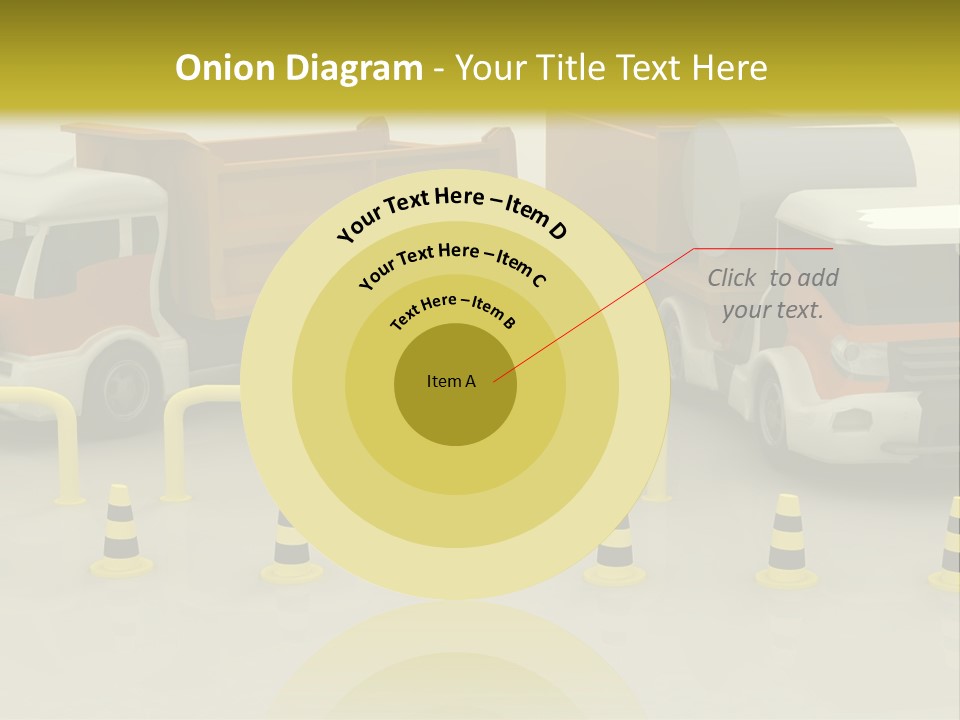 A Group Of Dump Trucks Parked Next To Each Other PowerPoint Template