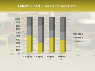 A Group Of Dump Trucks Parked Next To Each Other PowerPoint Template