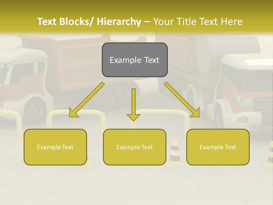 A Group Of Dump Trucks Parked Next To Each Other PowerPoint Template