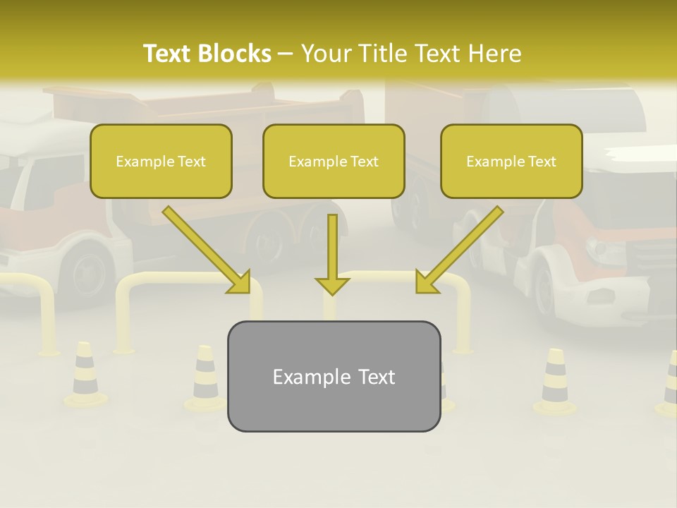 A Group Of Dump Trucks Parked Next To Each Other PowerPoint Template