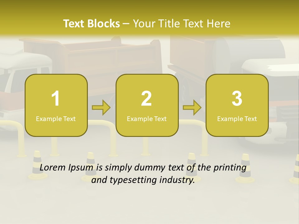 A Group Of Dump Trucks Parked Next To Each Other PowerPoint Template