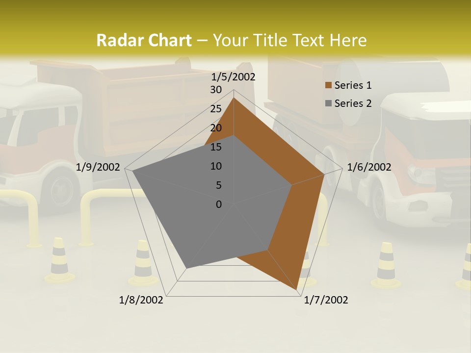 A Group Of Dump Trucks Parked Next To Each Other PowerPoint Template