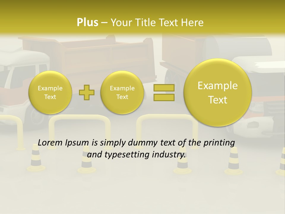 A Group Of Dump Trucks Parked Next To Each Other PowerPoint Template