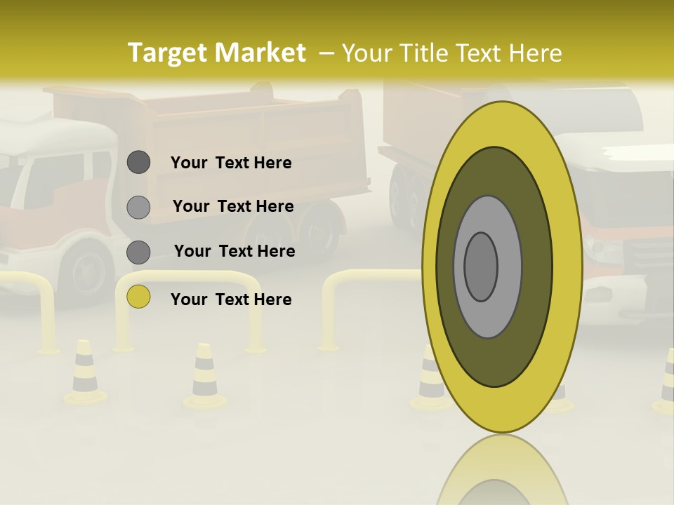 A Group Of Dump Trucks Parked Next To Each Other PowerPoint Template