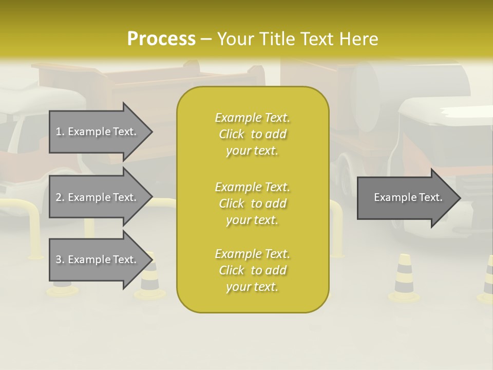 A Group Of Dump Trucks Parked Next To Each Other PowerPoint Template