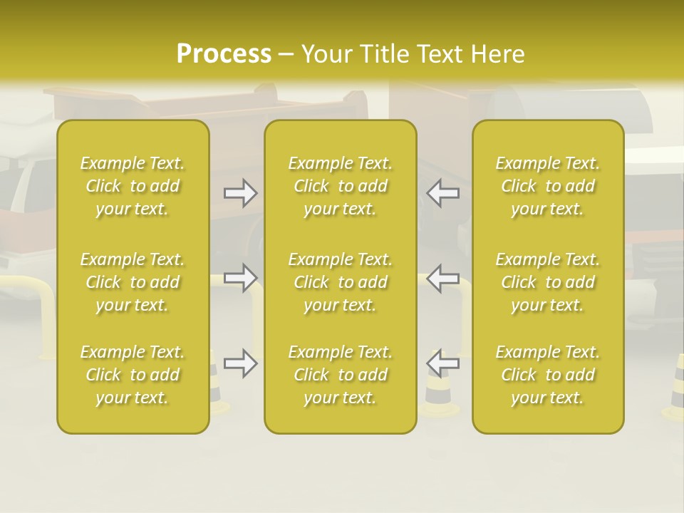 A Group Of Dump Trucks Parked Next To Each Other PowerPoint Template
