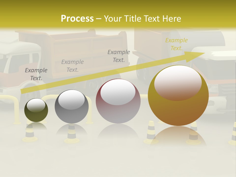 A Group Of Dump Trucks Parked Next To Each Other PowerPoint Template