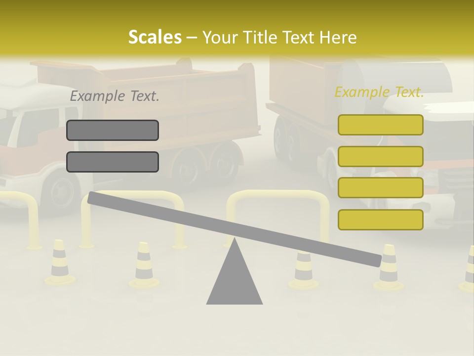 A Group Of Dump Trucks Parked Next To Each Other PowerPoint Template