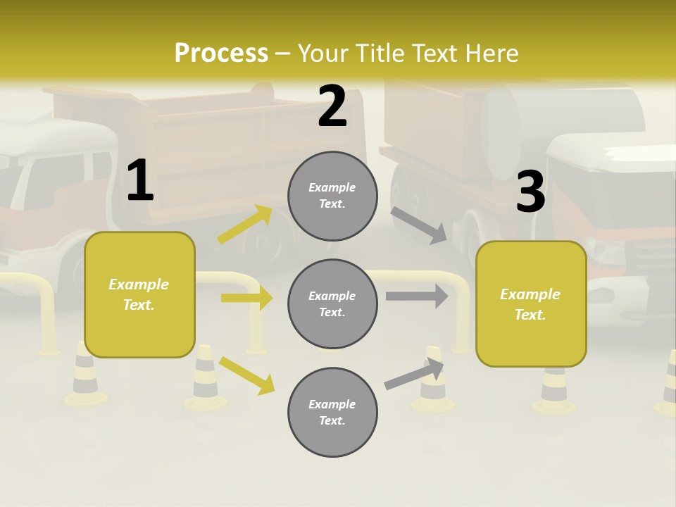 A Group Of Dump Trucks Parked Next To Each Other PowerPoint Template