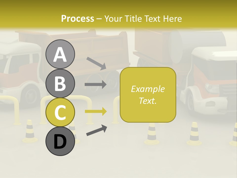 A Group Of Dump Trucks Parked Next To Each Other PowerPoint Template