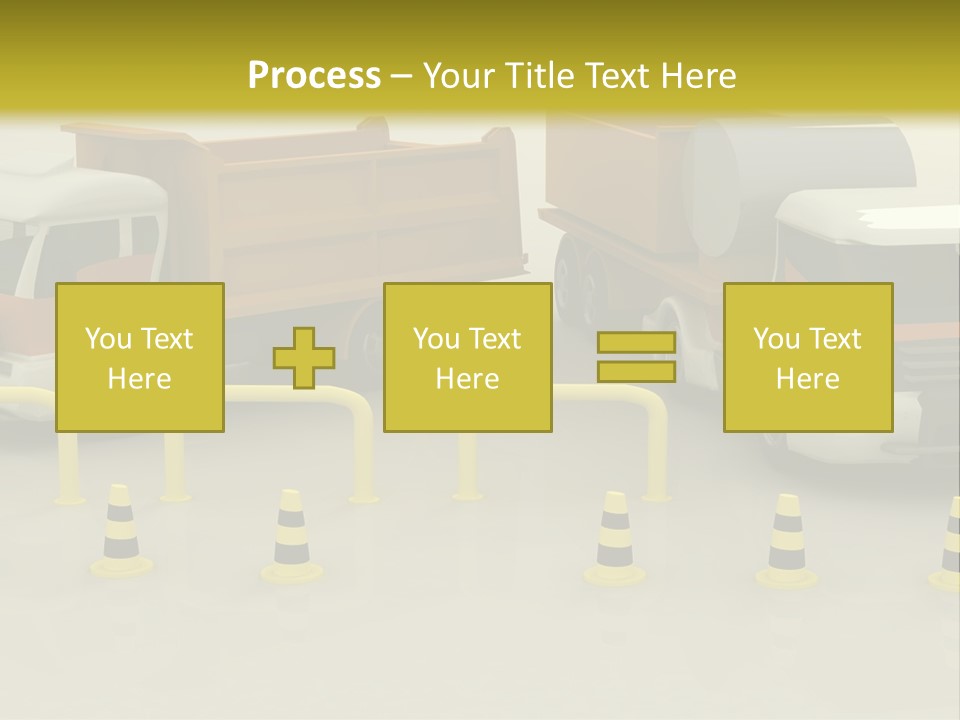 A Group Of Dump Trucks Parked Next To Each Other PowerPoint Template
