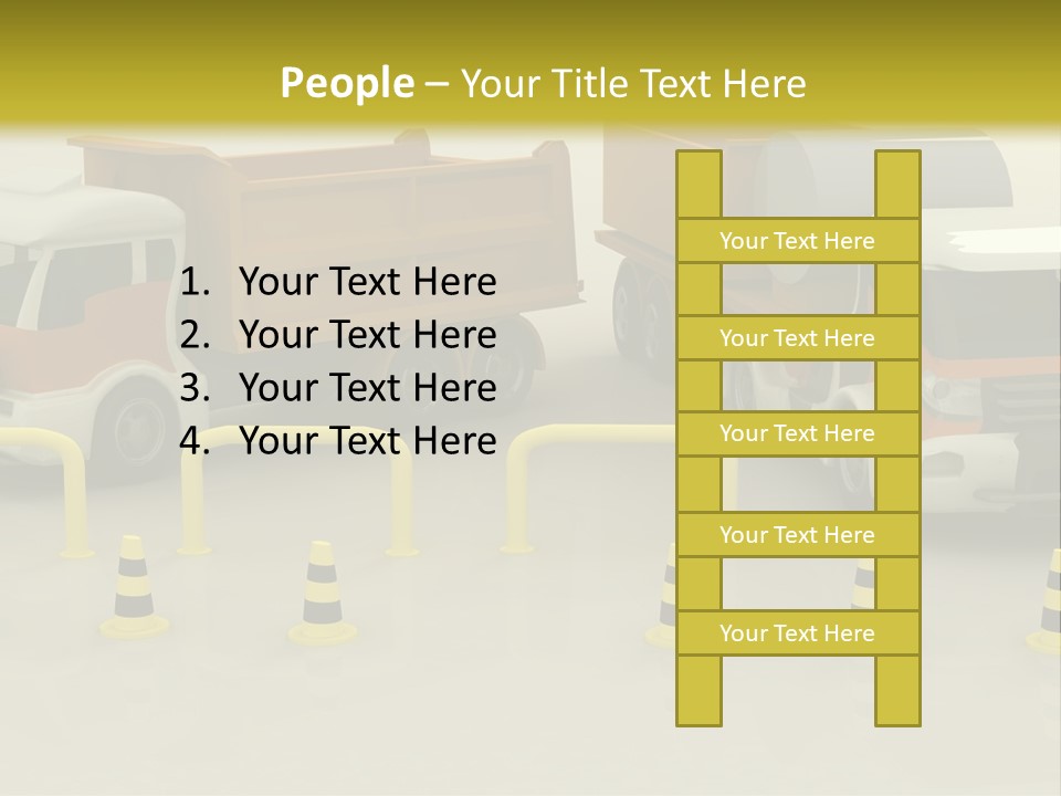 A Group Of Dump Trucks Parked Next To Each Other PowerPoint Template