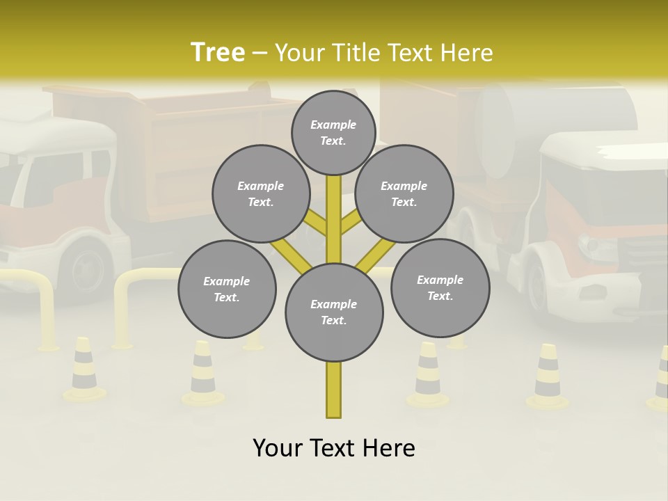A Group Of Dump Trucks Parked Next To Each Other PowerPoint Template