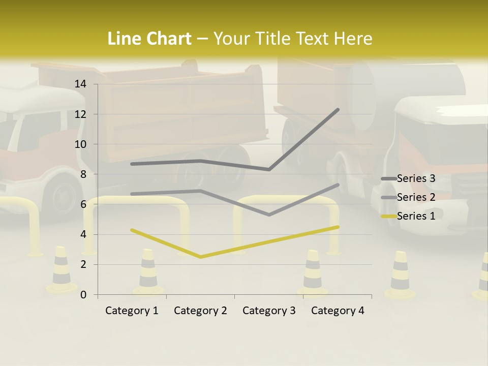 A Group Of Dump Trucks Parked Next To Each Other PowerPoint Template