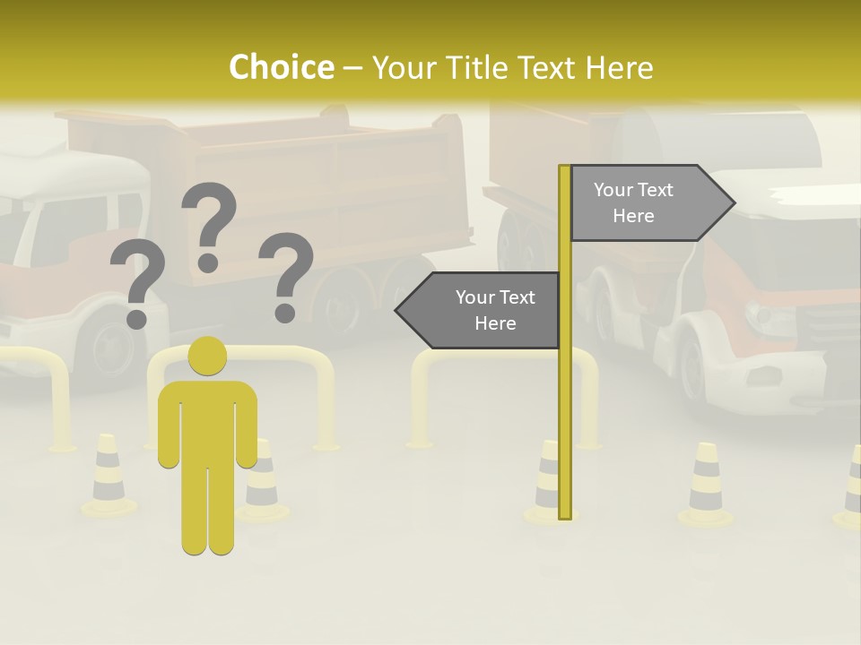 A Group Of Dump Trucks Parked Next To Each Other PowerPoint Template