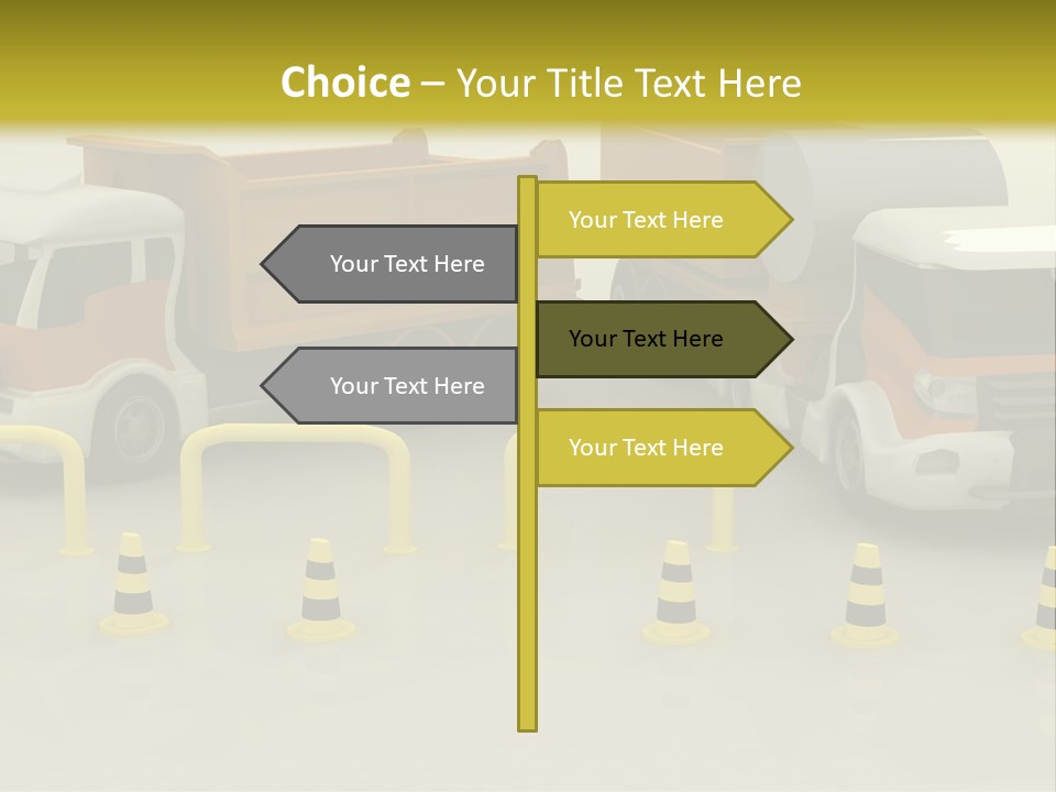 A Group Of Dump Trucks Parked Next To Each Other PowerPoint Template