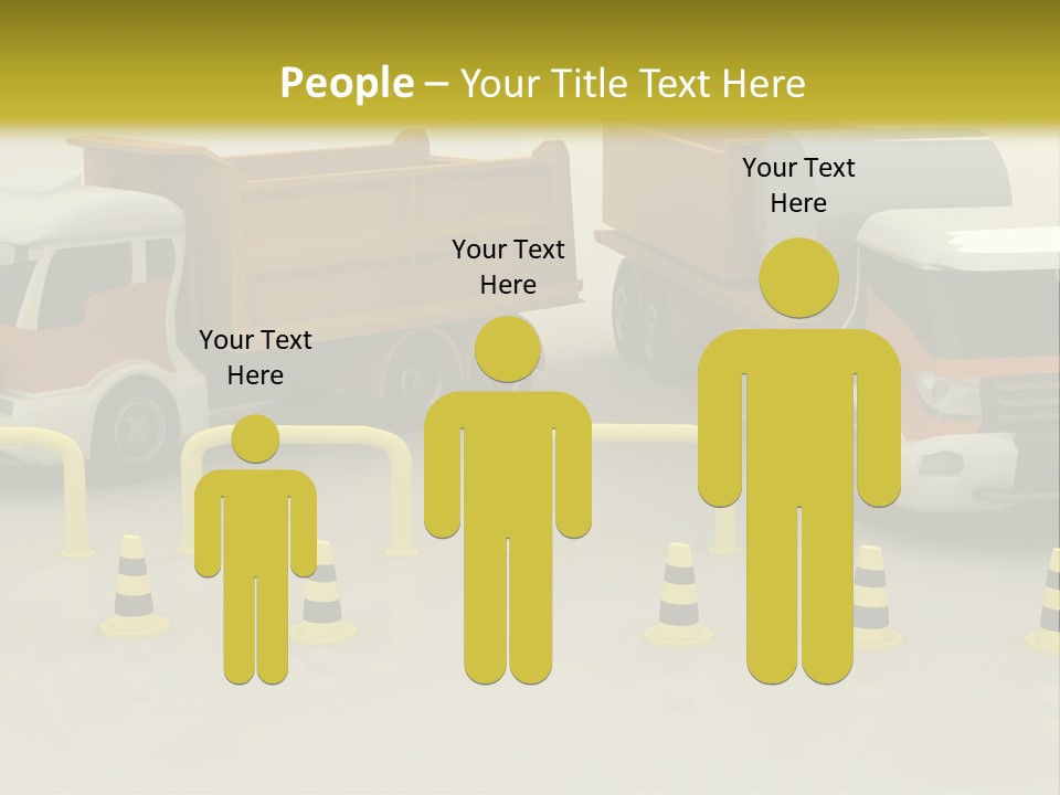 A Group Of Dump Trucks Parked Next To Each Other PowerPoint Template