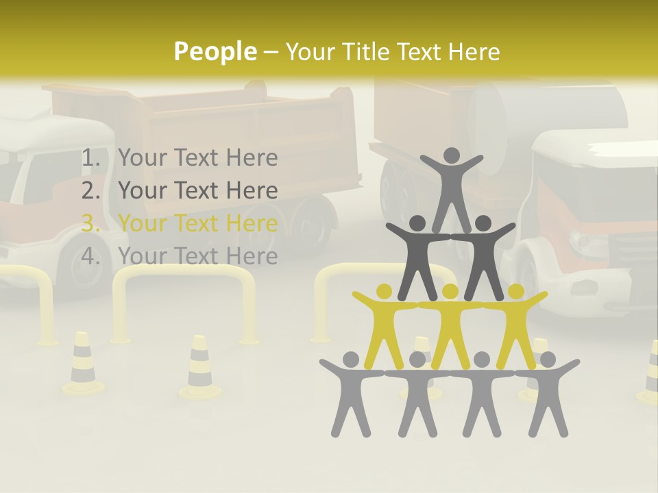 A Group Of Dump Trucks Parked Next To Each Other PowerPoint Template