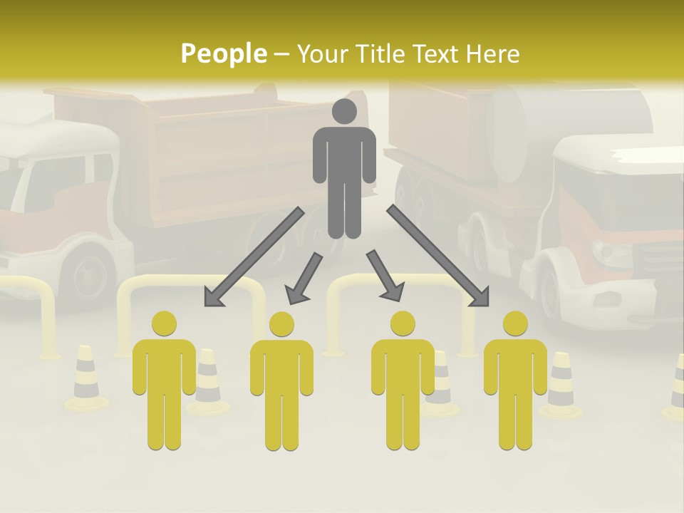 A Group Of Dump Trucks Parked Next To Each Other PowerPoint Template