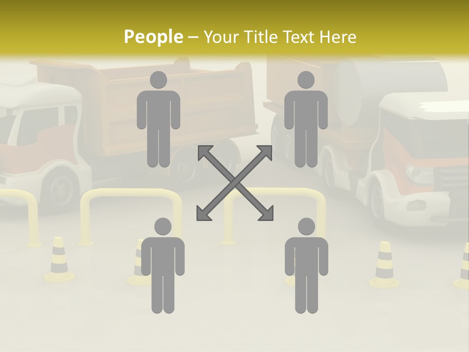 A Group Of Dump Trucks Parked Next To Each Other PowerPoint Template