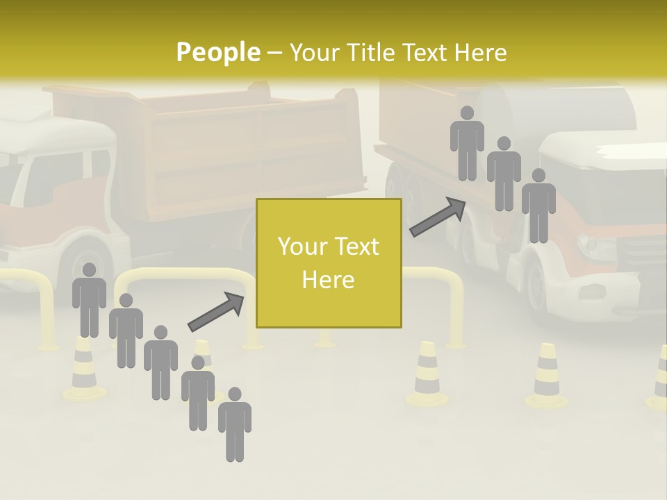 A Group Of Dump Trucks Parked Next To Each Other PowerPoint Template