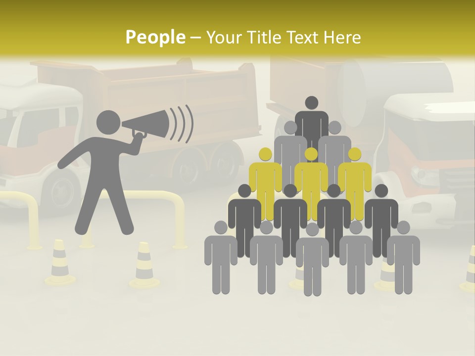 A Group Of Dump Trucks Parked Next To Each Other PowerPoint Template