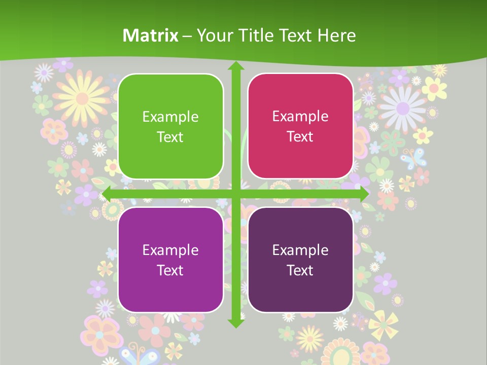 A Colorful Butterfly Made Up Of Flowers On A Black Background PowerPoint Template