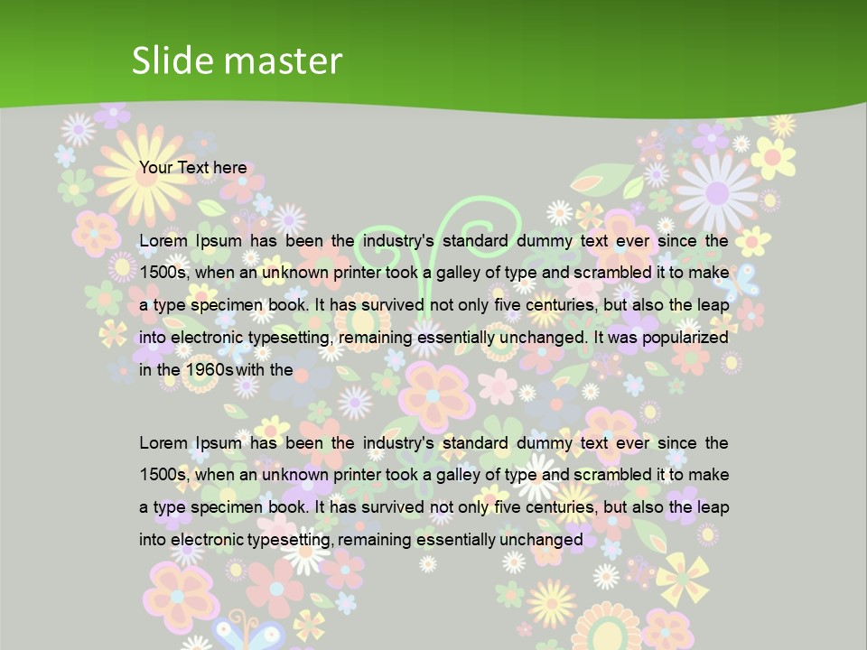 A Colorful Butterfly Made Up Of Flowers On A Black Background PowerPoint Template
