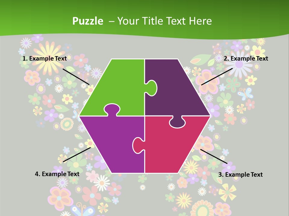 A Colorful Butterfly Made Up Of Flowers On A Black Background PowerPoint Template