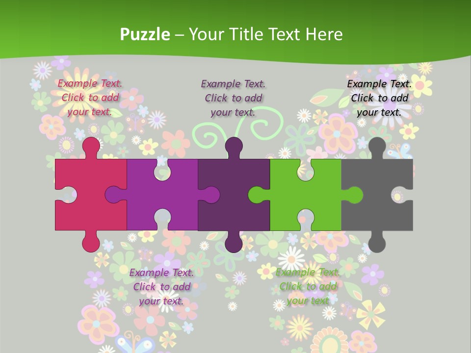 A Colorful Butterfly Made Up Of Flowers On A Black Background PowerPoint Template