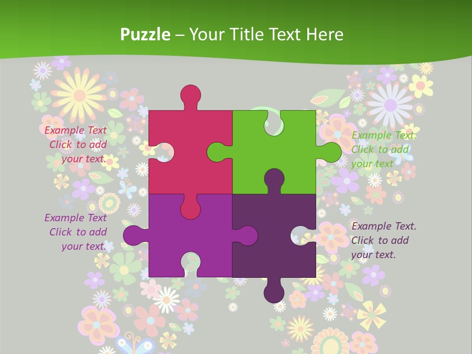 A Colorful Butterfly Made Up Of Flowers On A Black Background PowerPoint Template