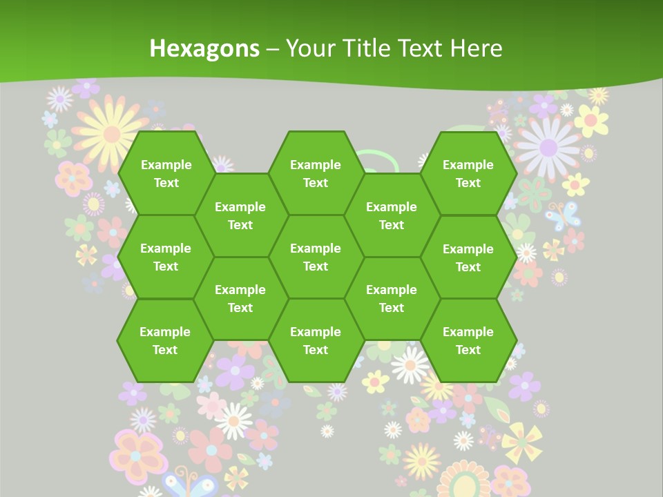 A Colorful Butterfly Made Up Of Flowers On A Black Background PowerPoint Template