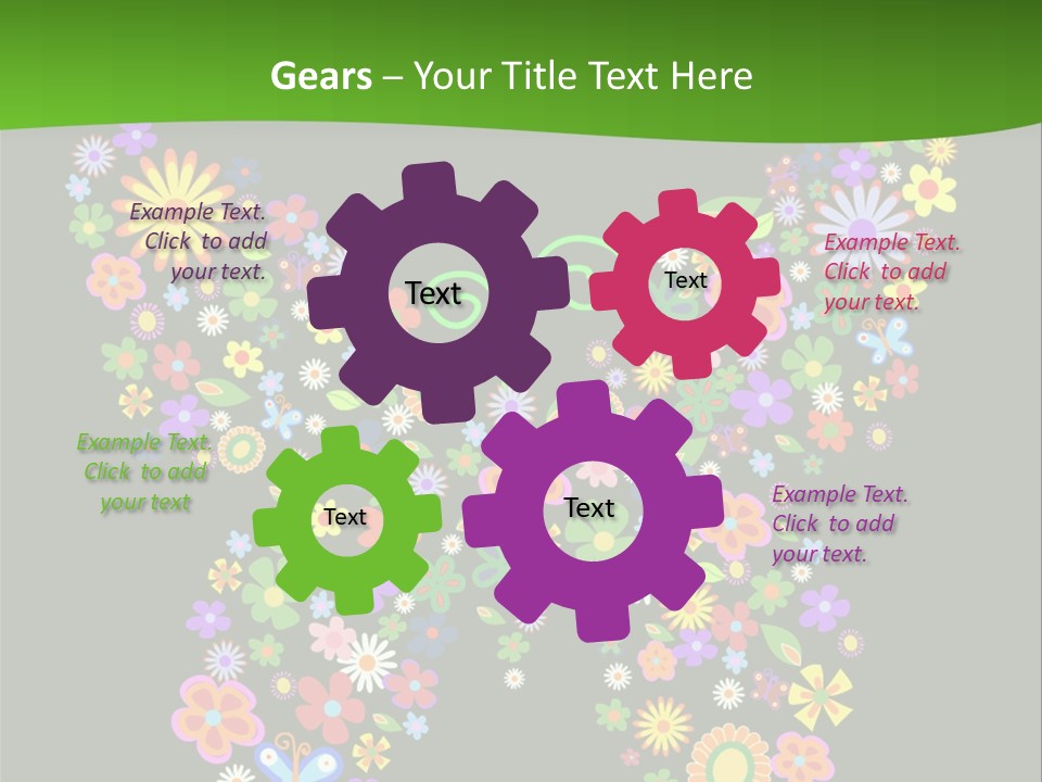 A Colorful Butterfly Made Up Of Flowers On A Black Background PowerPoint Template