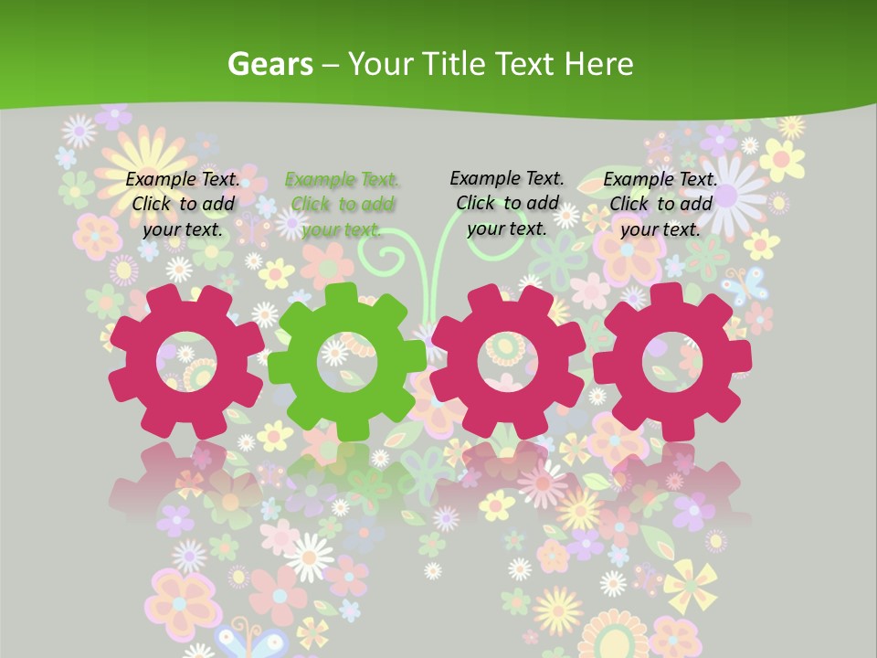 A Colorful Butterfly Made Up Of Flowers On A Black Background PowerPoint Template