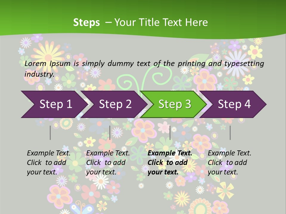 A Colorful Butterfly Made Up Of Flowers On A Black Background PowerPoint Template