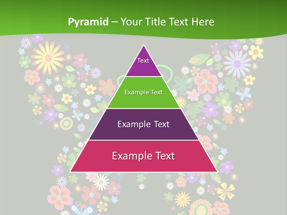 A Colorful Butterfly Made Up Of Flowers On A Black Background PowerPoint Template