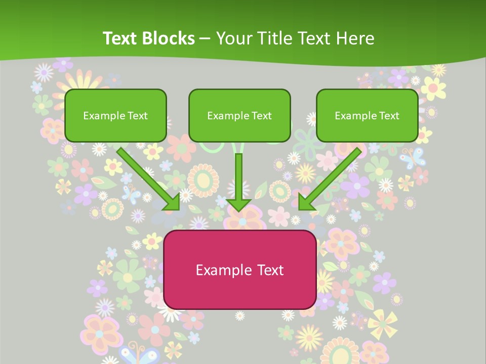 A Colorful Butterfly Made Up Of Flowers On A Black Background PowerPoint Template