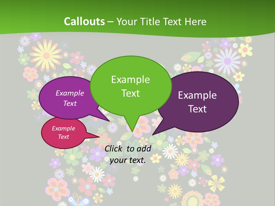 A Colorful Butterfly Made Up Of Flowers On A Black Background PowerPoint Template