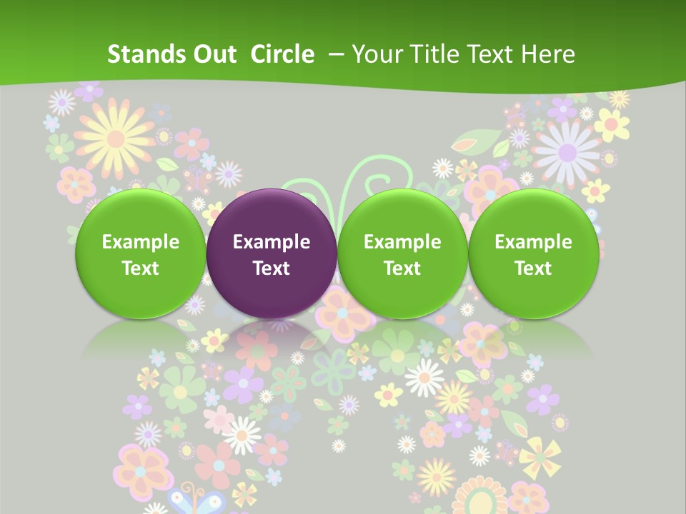 A Colorful Butterfly Made Up Of Flowers On A Black Background PowerPoint Template