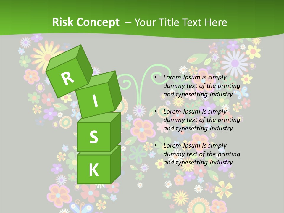 A Colorful Butterfly Made Up Of Flowers On A Black Background PowerPoint Template