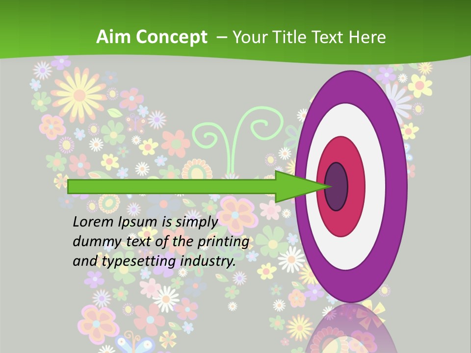 A Colorful Butterfly Made Up Of Flowers On A Black Background PowerPoint Template