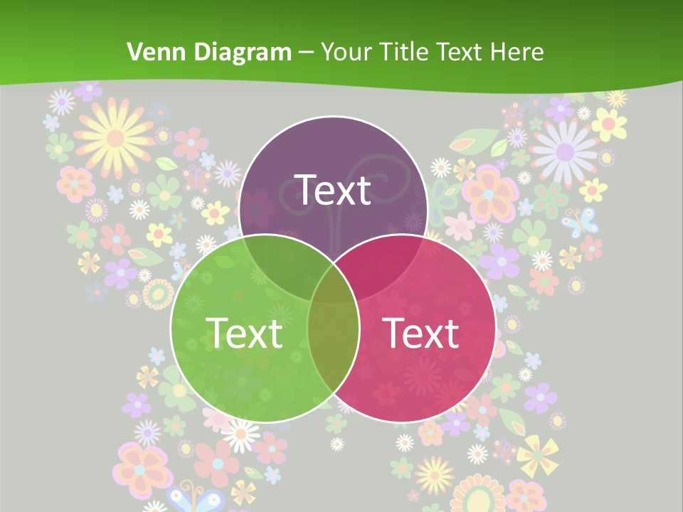 A Colorful Butterfly Made Up Of Flowers On A Black Background PowerPoint Template