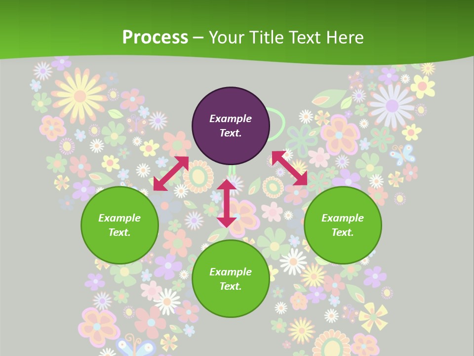 A Colorful Butterfly Made Up Of Flowers On A Black Background PowerPoint Template