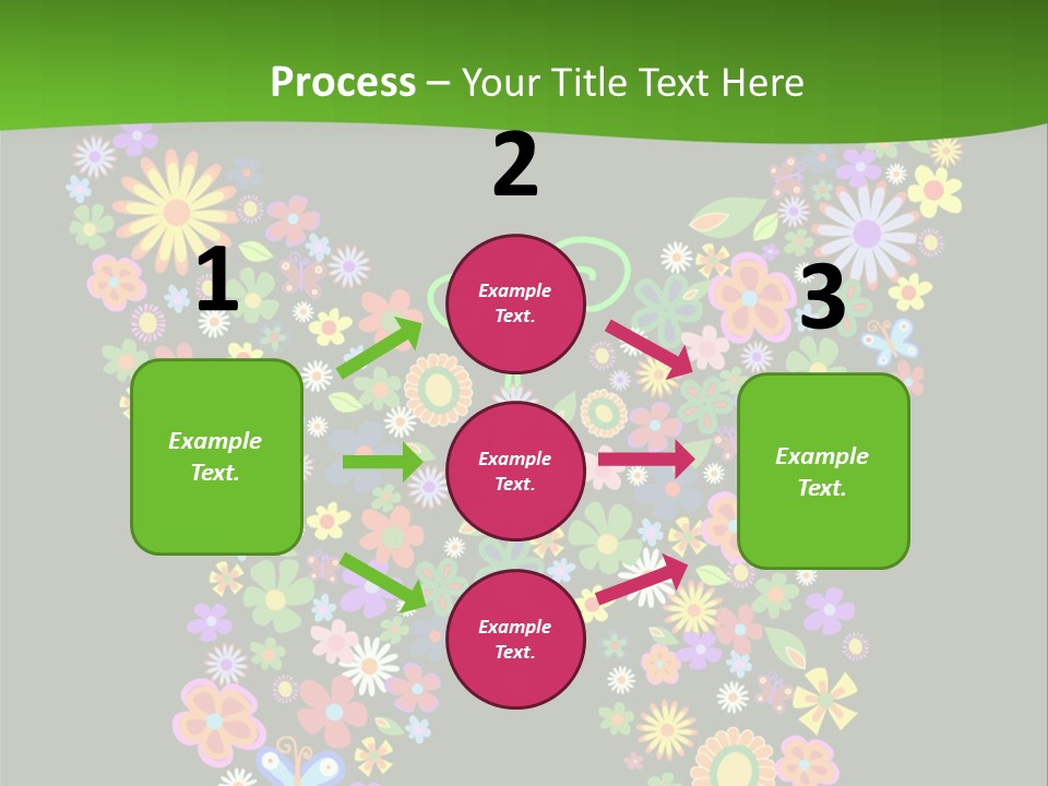 A Colorful Butterfly Made Up Of Flowers On A Black Background PowerPoint Template