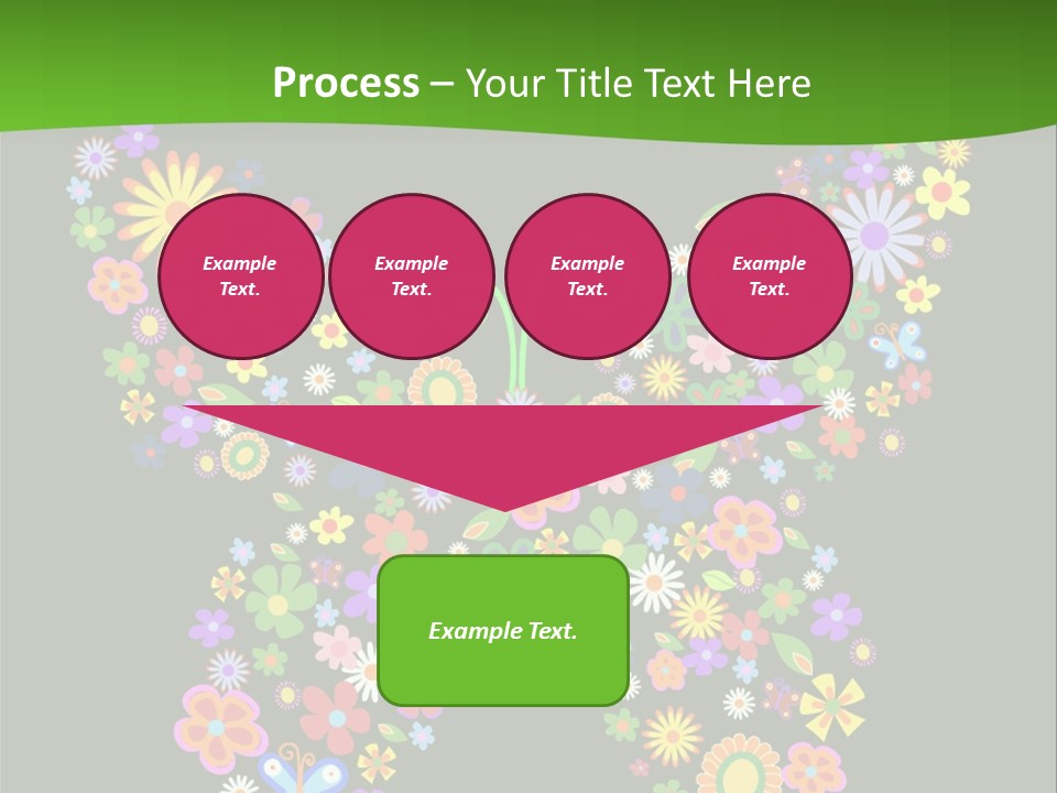 A Colorful Butterfly Made Up Of Flowers On A Black Background PowerPoint Template