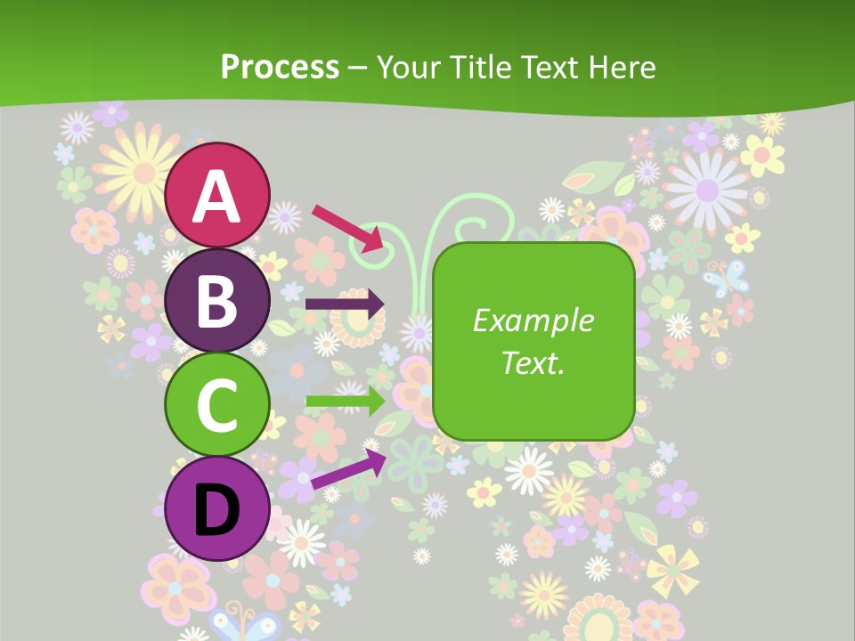 A Colorful Butterfly Made Up Of Flowers On A Black Background PowerPoint Template