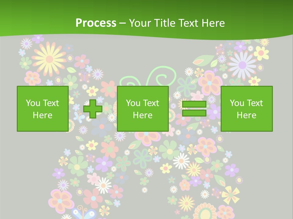 A Colorful Butterfly Made Up Of Flowers On A Black Background PowerPoint Template