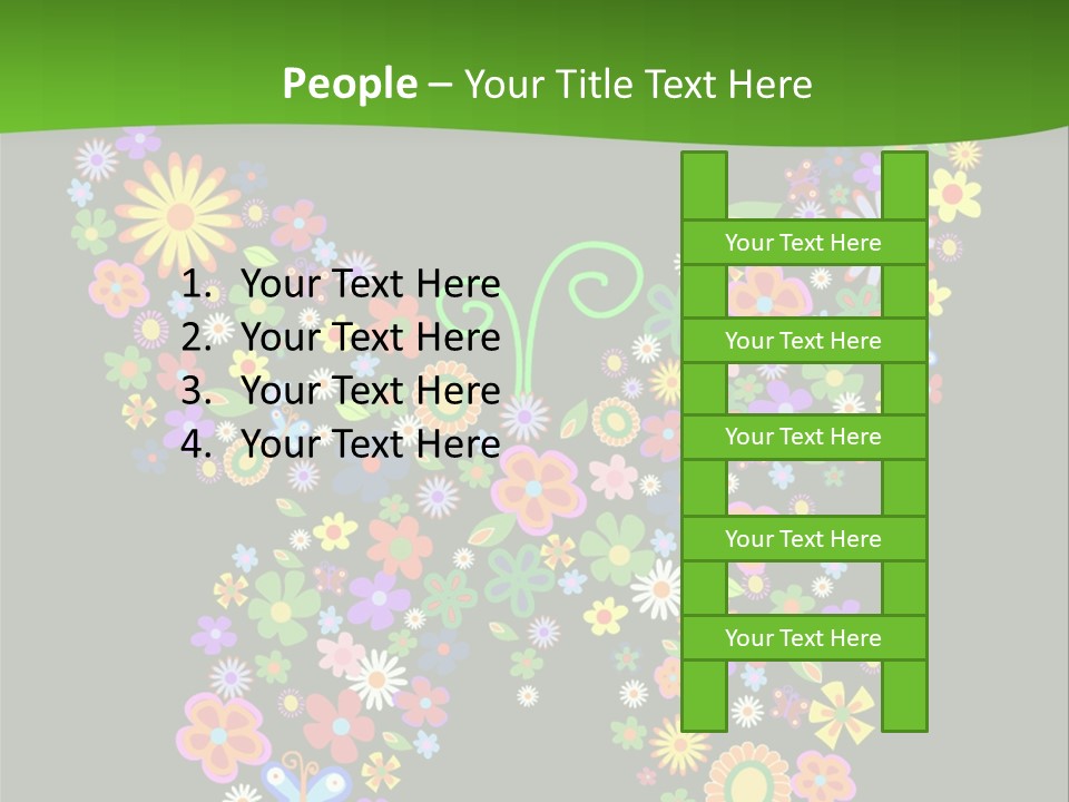 A Colorful Butterfly Made Up Of Flowers On A Black Background PowerPoint Template